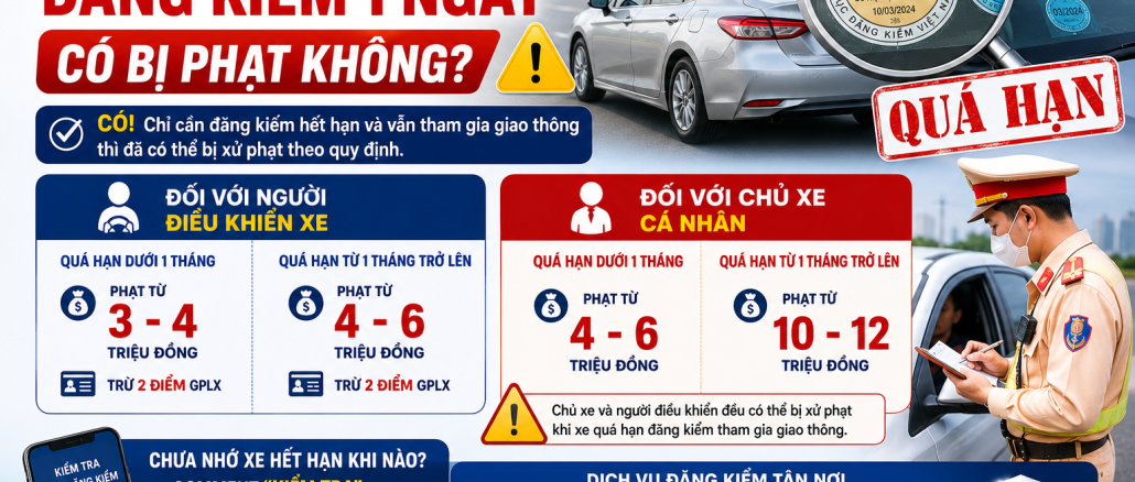 Xe quá hạn đăng kiểm 1 ngày có bị phạt không? Mức phạt đối với chủ xe và người điều khiển xe ô tô khi hết hạn đăng kiểm theo quy định mới nhất.